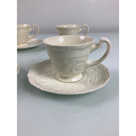 Vintage Steubenville Adam Antique Demitasse cup & saucer set of 4 - Picture 4 of 12